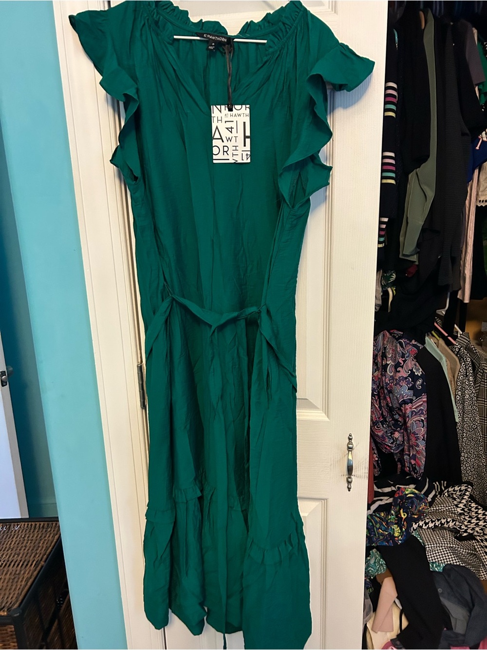 41 hawthorn dress green Emerald Ruffle Sleeve Maxi Midi dresses